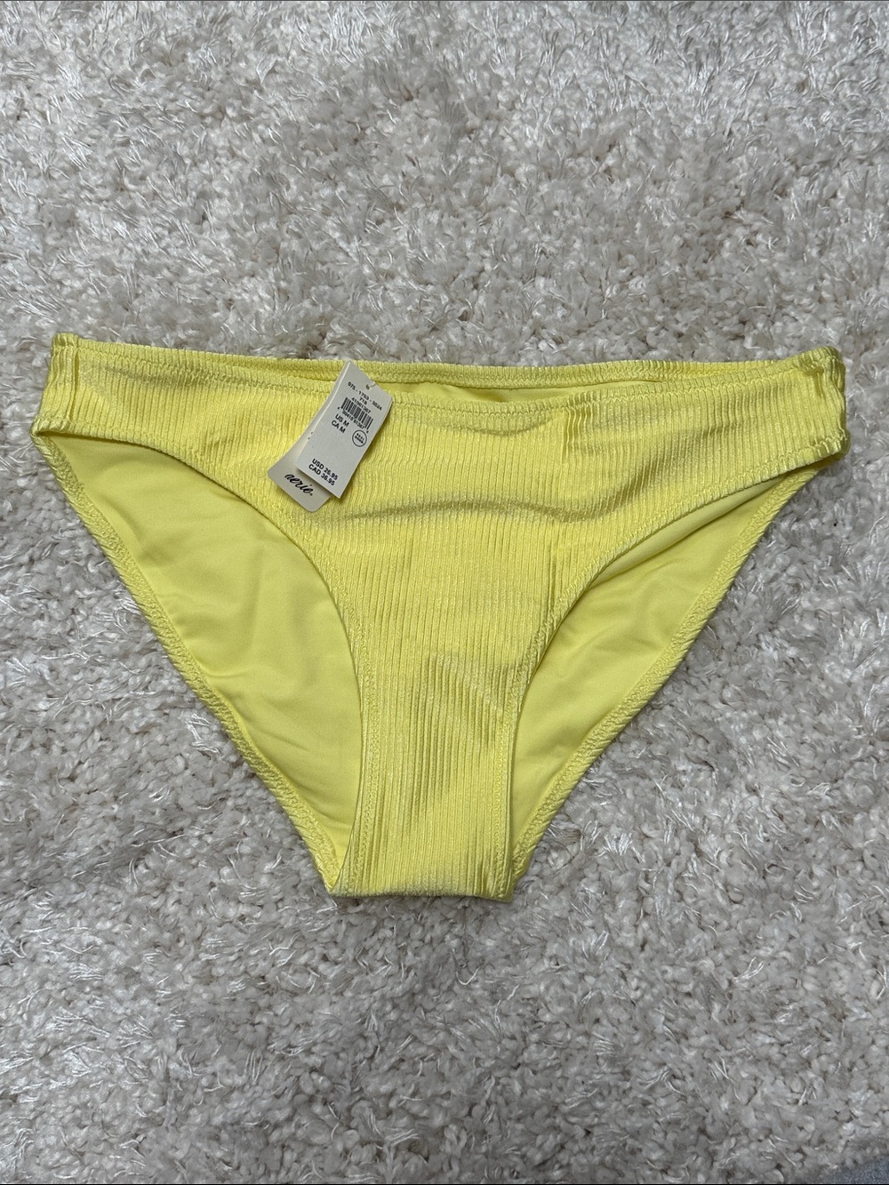 aerie Bright Yellow Ribbed Bikini Bottoms